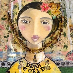 *Bead Chicks 3-Strand Grossular Garnet Pendant Necklace